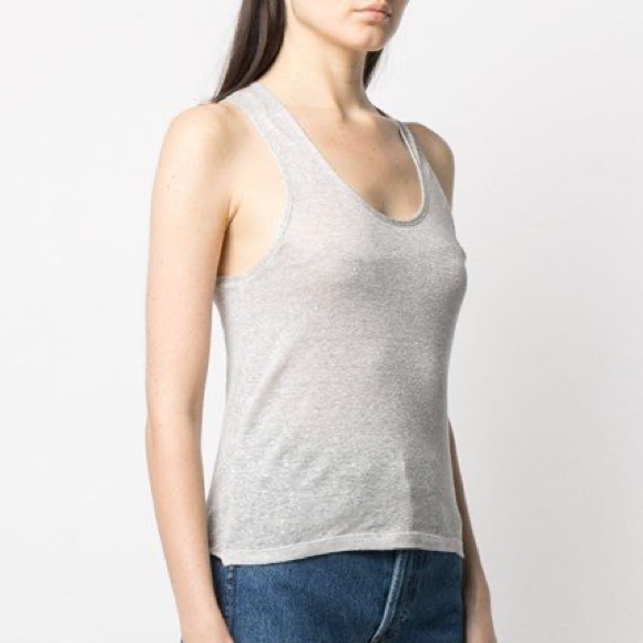 Saint Laurent Top Tank Semi-Sheer Pure Cashmere Sleeveless Blue Tank Top… - Picture 2 of 13